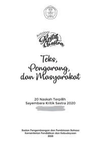 Antologi Kritik Sastra: Teks, Pengarang, Dan Masyarakat, Sayembara Kritik Sastra